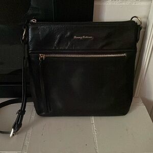 Tommy Bahama black leather cross body purse